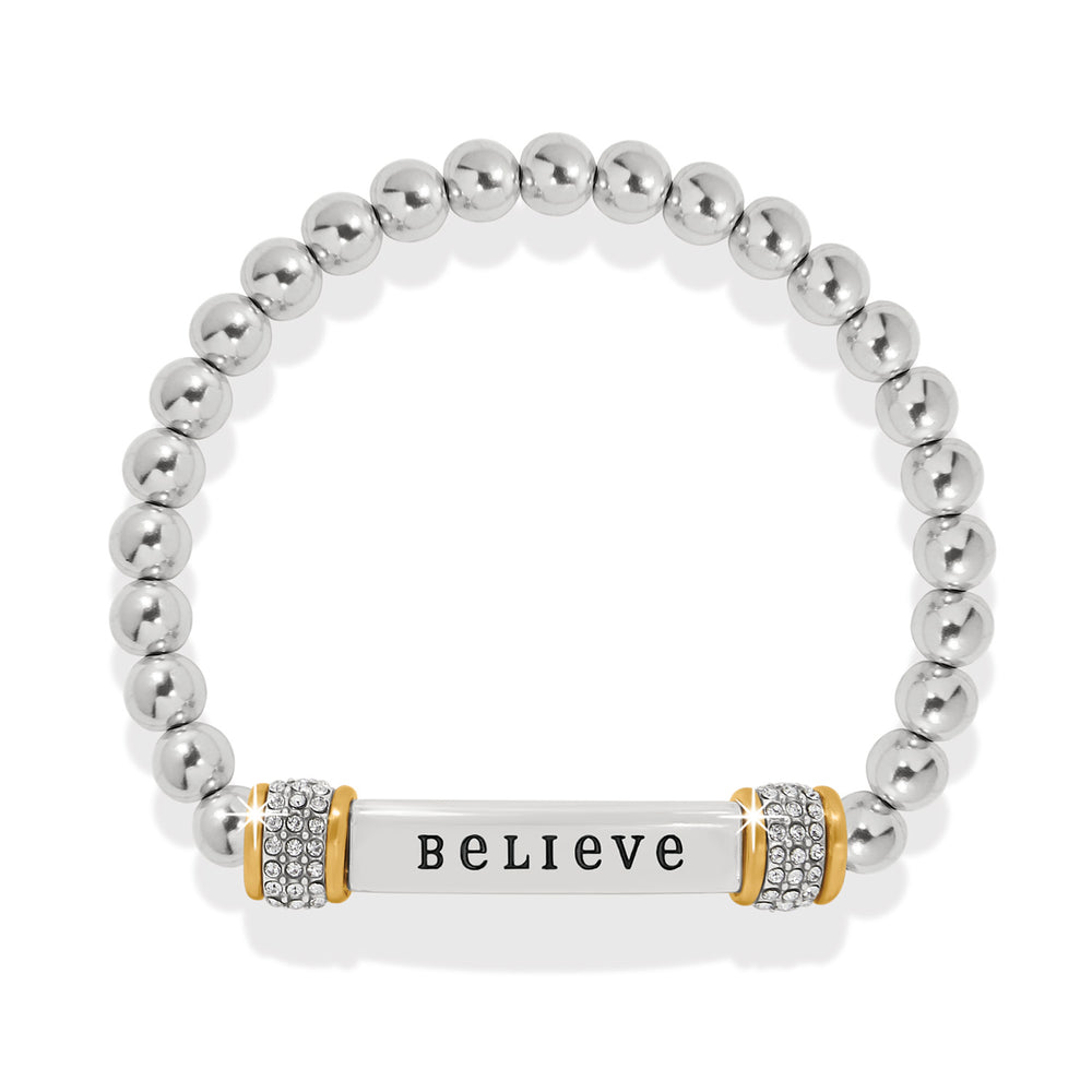 Brighton Meridian Believe Two Tone Stretch Bracelet-01-Jewelry-Brighton-Market Street Nest, Fashionable Clothing, Shoes and Home Décor Located in Mabank, TX