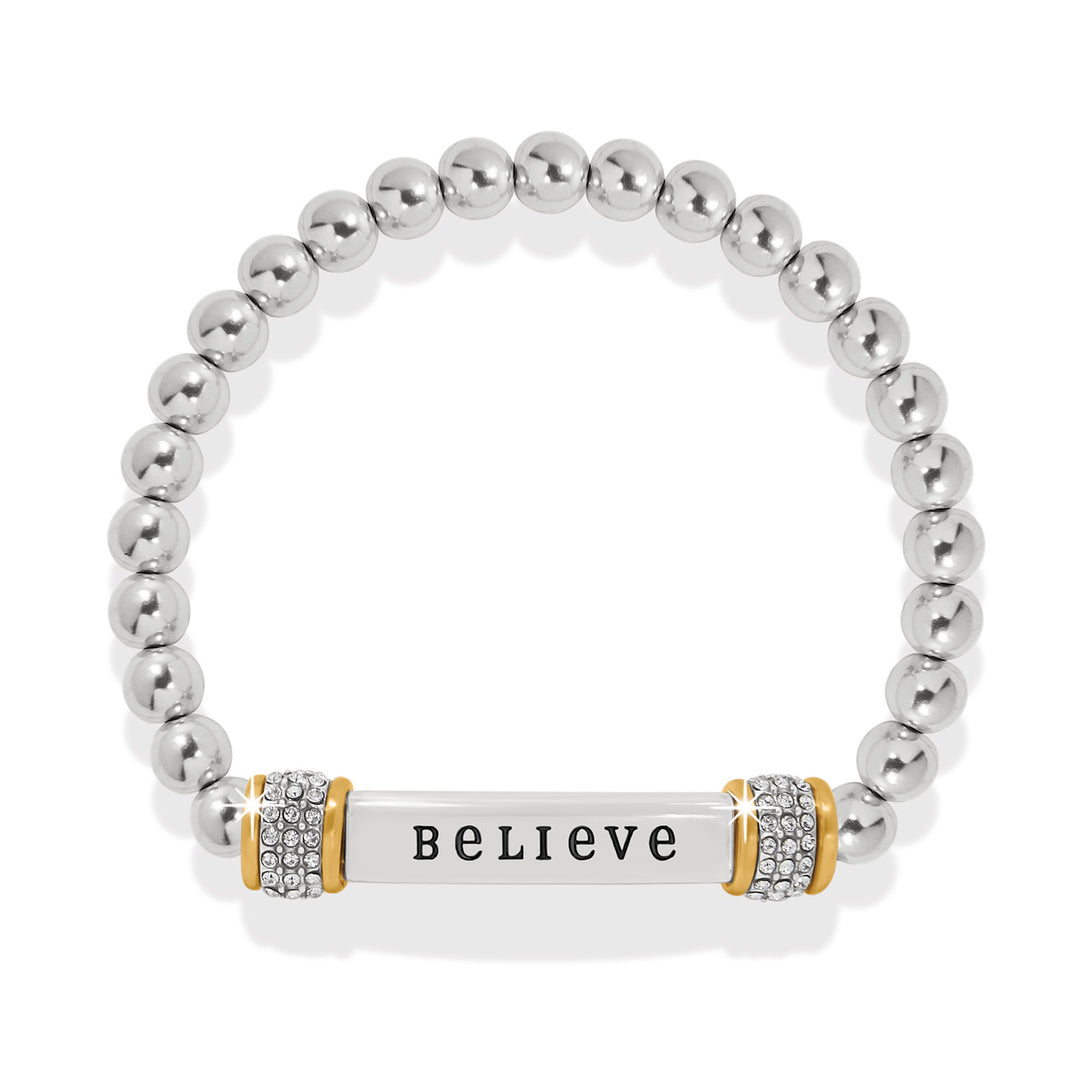 Brighton Meridian Believe Two Tone Stretch Bracelet-01-Jewelry-Brighton-Market Street Nest, Fashionable Clothing, Shoes and Home Décor Located in Mabank, TX