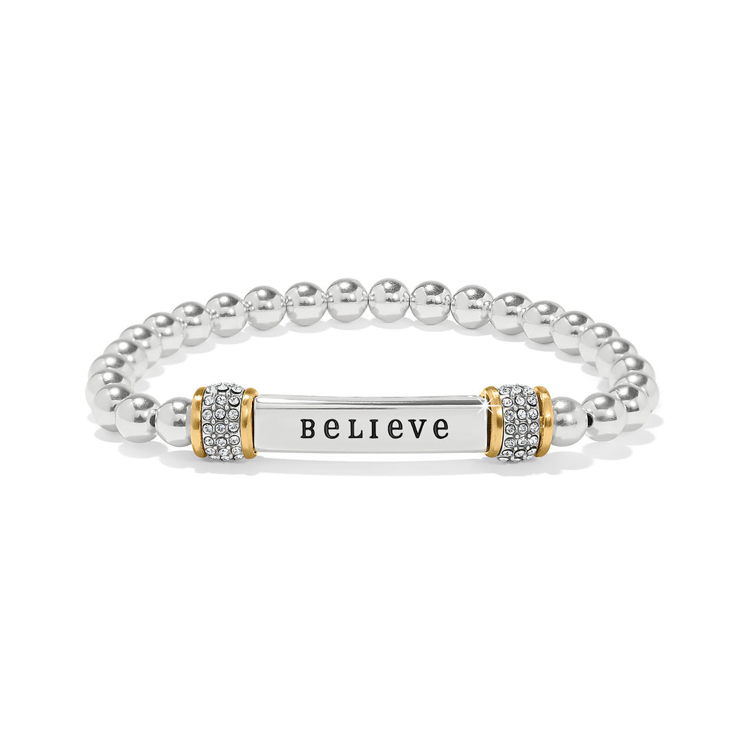 Brighton Meridian Believe Two Tone Stretch Bracelet-01-Jewelry-Brighton-Market Street Nest, Fashionable Clothing, Shoes and Home Décor Located in Mabank, TX