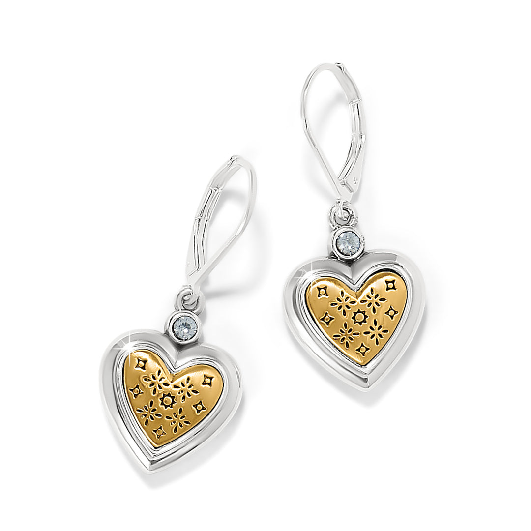 Brighton Mosaic Heart Two Tone Leverback Earrings-01-Jewelry-Brighton-Market Street Nest, Fashionable Clothing, Shoes and Home Décor Located in Mabank, TX
