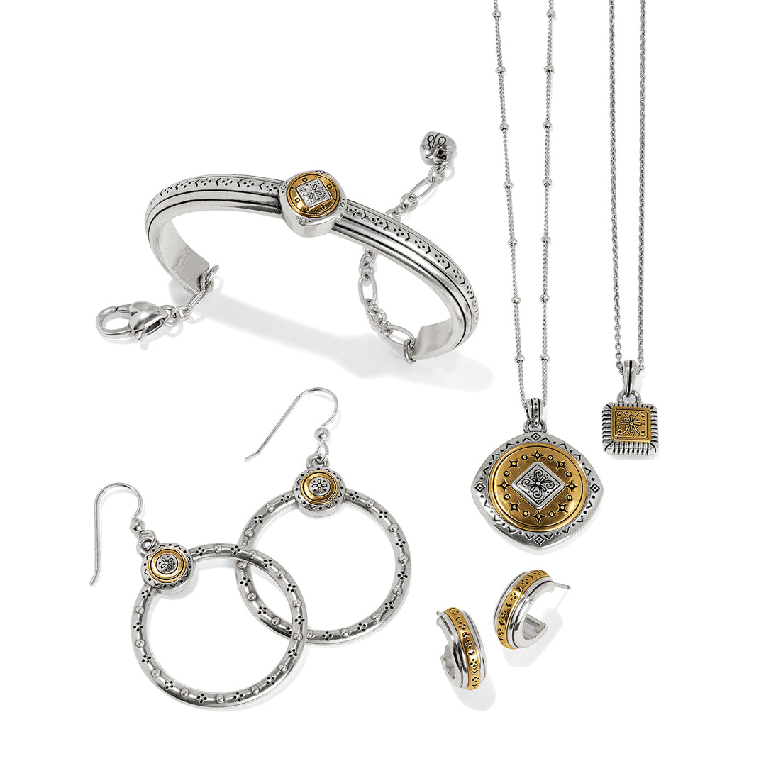 Brighton Mosaic Two Tone French Wire Hoop Earrings-01-Jewelry-Brighton-Market Street Nest, Fashionable Clothing, Shoes and Home Décor Located in Mabank, TX