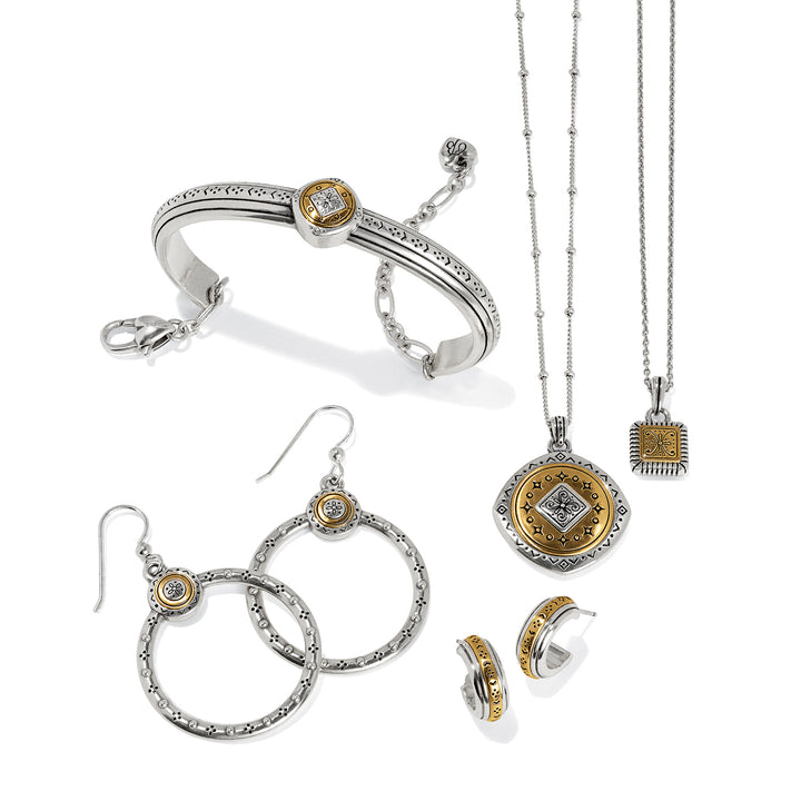Brighton Mosaic Two Tone French Wire Hoop Earrings-01-Jewelry-Brighton-Market Street Nest, Fashionable Clothing, Shoes and Home Décor Located in Mabank, TX