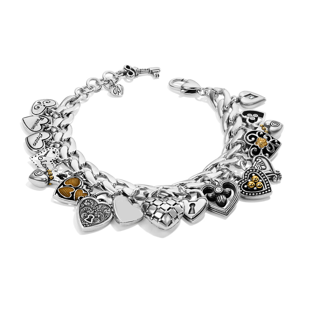 Brighton One Heart Charm Bracelet-Bracelets-Brighton-Market Street Nest, Fashionable Clothing, Shoes and Home Décor Located in Mabank, TX