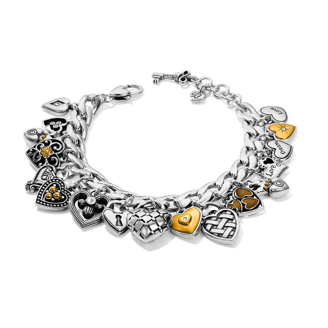 Brighton One Heart Charm Bracelet-Bracelets-Brighton-Market Street Nest, Fashionable Clothing, Shoes and Home Décor Located in Mabank, TX