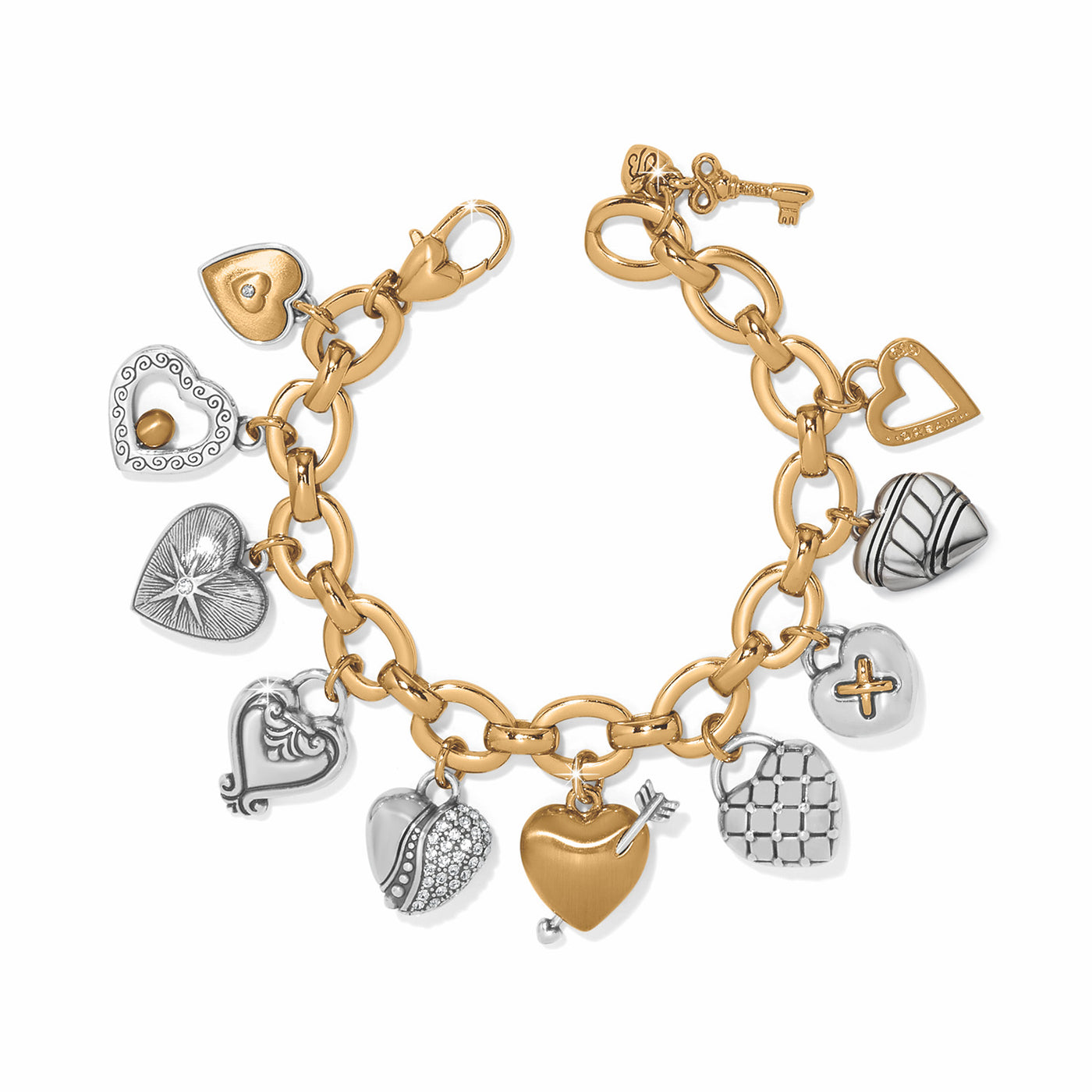 Brighton One Heart Large Charm Bracelet-Bracelets-Brighton-Market Street Nest, Fashionable Clothing, Shoes and Home Décor Located in Mabank, TX