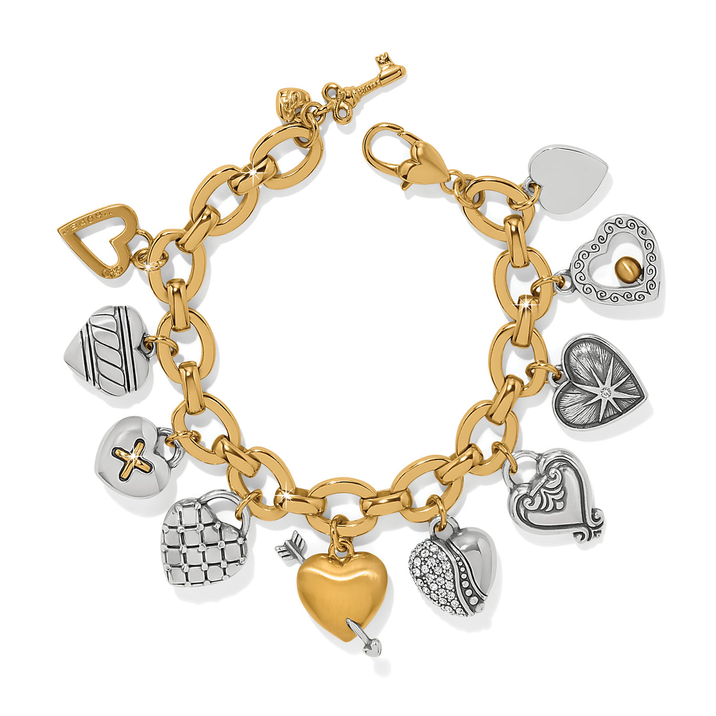 Brighton One Heart Large Charm Bracelet-Bracelets-Brighton-Market Street Nest, Fashionable Clothing, Shoes and Home Décor Located in Mabank, TX