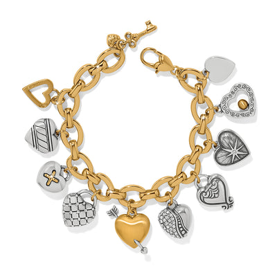 Brighton One Heart Large Charm Bracelet-Bracelets-Brighton-Market Street Nest, Fashionable Clothing, Shoes and Home Décor Located in Mabank, TX