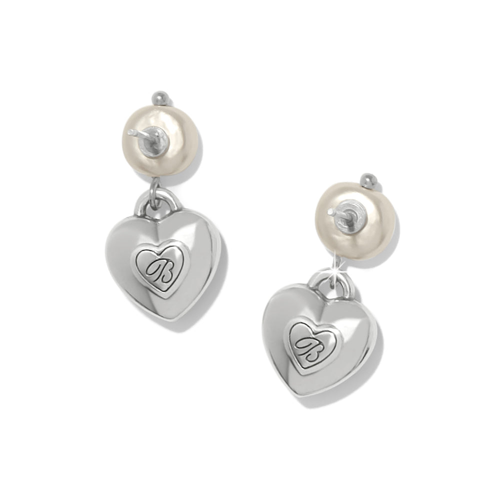 Brighton One Heart Pearl Post Drop Earrings-01-Jewelry-Brighton-Market Street Nest, Fashionable Clothing, Shoes and Home Décor Located in Mabank, TX