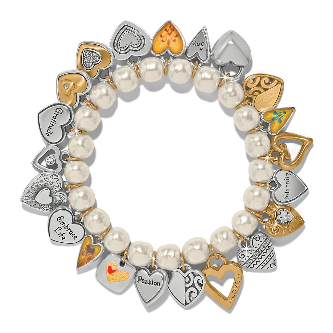 Brighton One Heart Pearl Stretch Bracelet-01-Jewelry-Brighton-Market Street Nest, Fashionable Clothing, Shoes and Home Décor Located in Mabank, TX