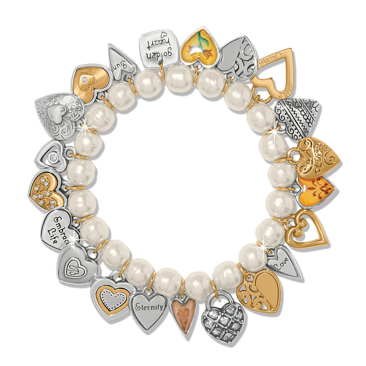Brighton One Heart Pearl Stretch Bracelet-01-Jewelry-Brighton-Market Street Nest, Fashionable Clothing, Shoes and Home Décor Located in Mabank, TX