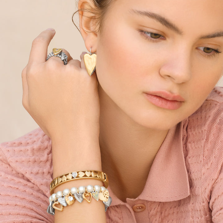 Brighton One Heart Pearl Stretch Bracelet-01-Jewelry-Brighton-Market Street Nest, Fashionable Clothing, Shoes and Home Décor Located in Mabank, TX