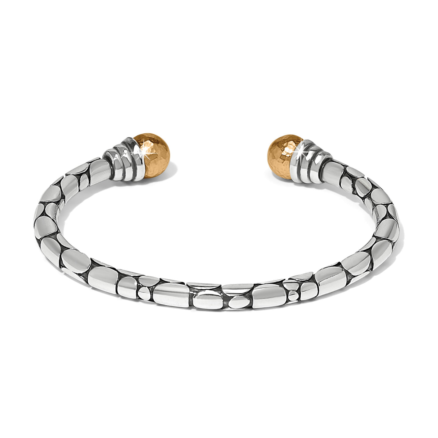 Brighton Pebble Link Two Tone Open Flex Cuff Bracelet-Bracelets-Brighton-Market Street Nest, Fashionable Clothing, Shoes and Home Décor Located in Mabank, TX