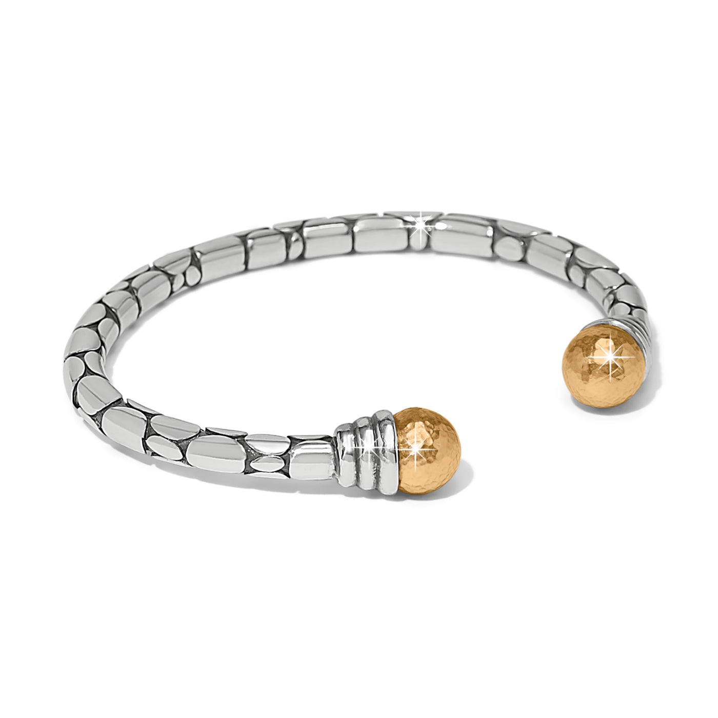 Brighton Pebble Link Two Tone Open Flex Cuff Bracelet-Bracelets-Brighton-Market Street Nest, Fashionable Clothing, Shoes and Home Décor Located in Mabank, TX