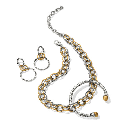 Brighton Pebble Link Two Tone Open Flex Cuff Bracelet-Bracelets-Brighton-Market Street Nest, Fashionable Clothing, Shoes and Home Décor Located in Mabank, TX