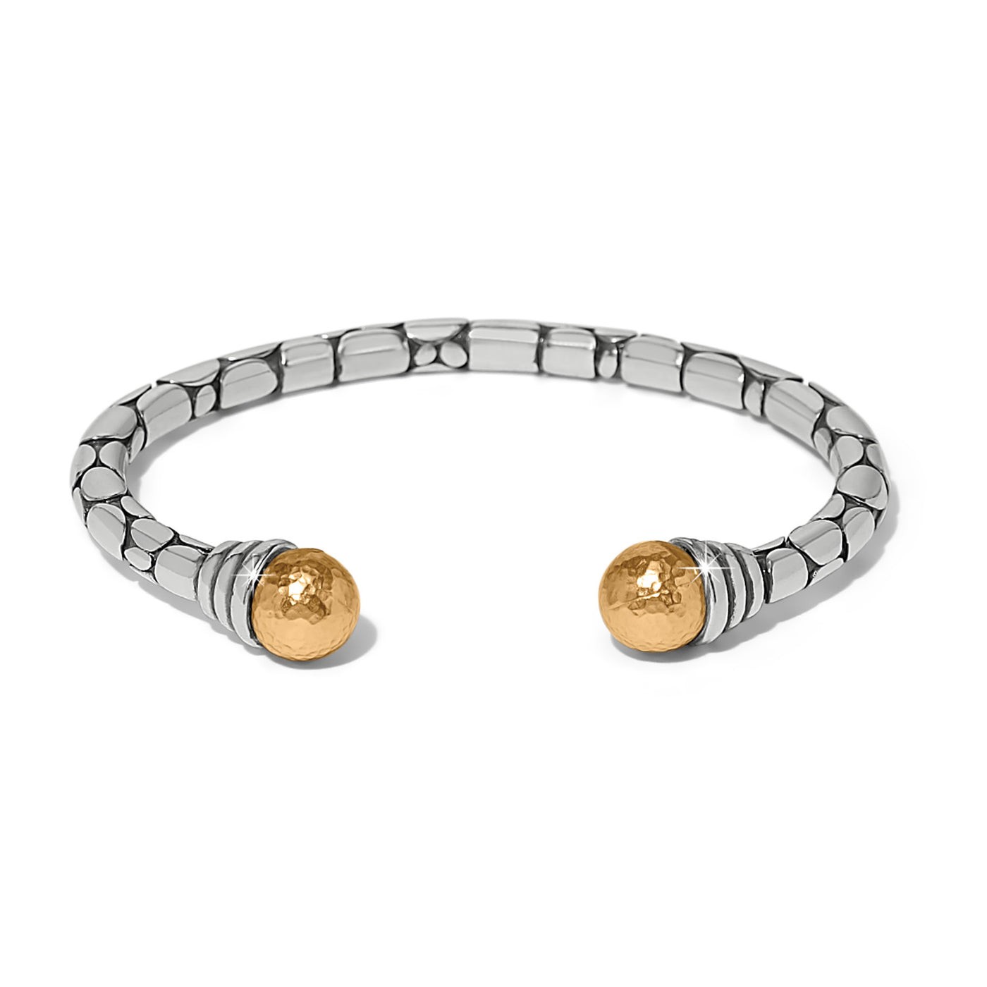 Brighton Pebble Link Two Tone Open Flex Cuff Bracelet-Bracelets-Brighton-Market Street Nest, Fashionable Clothing, Shoes and Home Décor Located in Mabank, TX