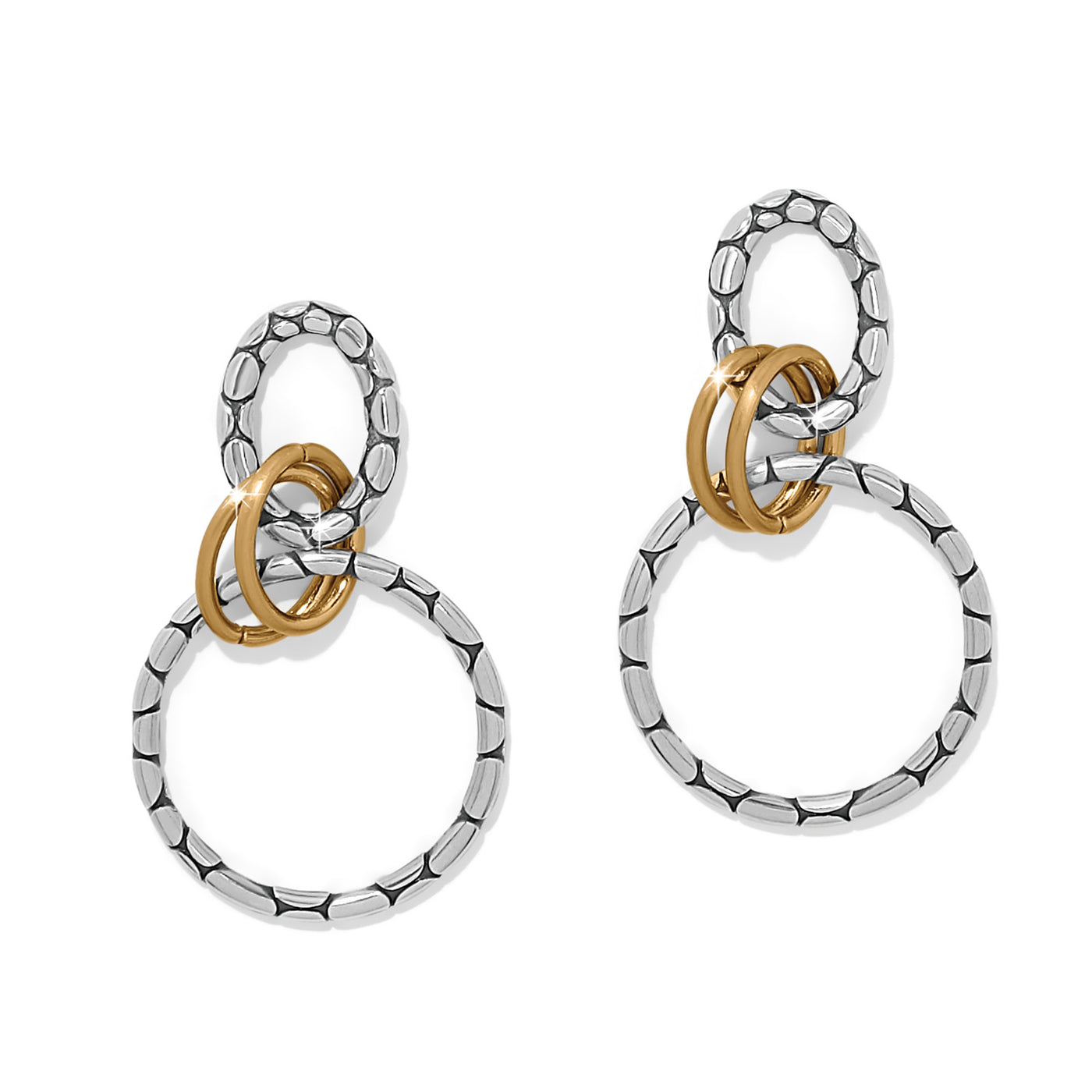 Brighton Pebble Link Two Tone Post Drop Earrings-Earrings-Brighton-Market Street Nest, Fashionable Clothing, Shoes and Home Décor Located in Mabank, TX