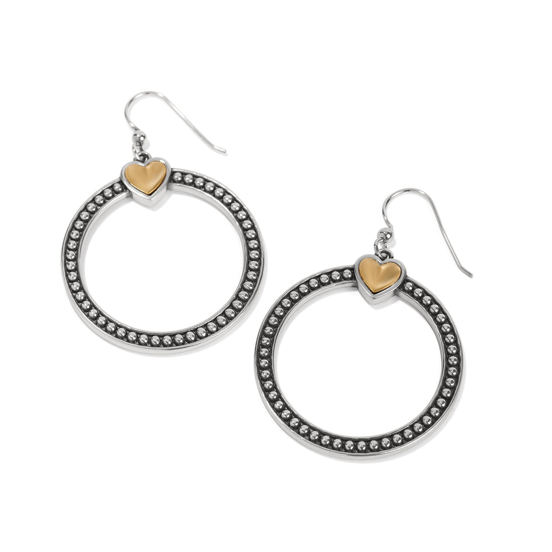 Brighton Pretty Tough Bold Heart Two Tone French Wire Earrings-01-Jewelry-Brighton-Market Street Nest, Fashionable Clothing, Shoes and Home Décor Located in Mabank, TX