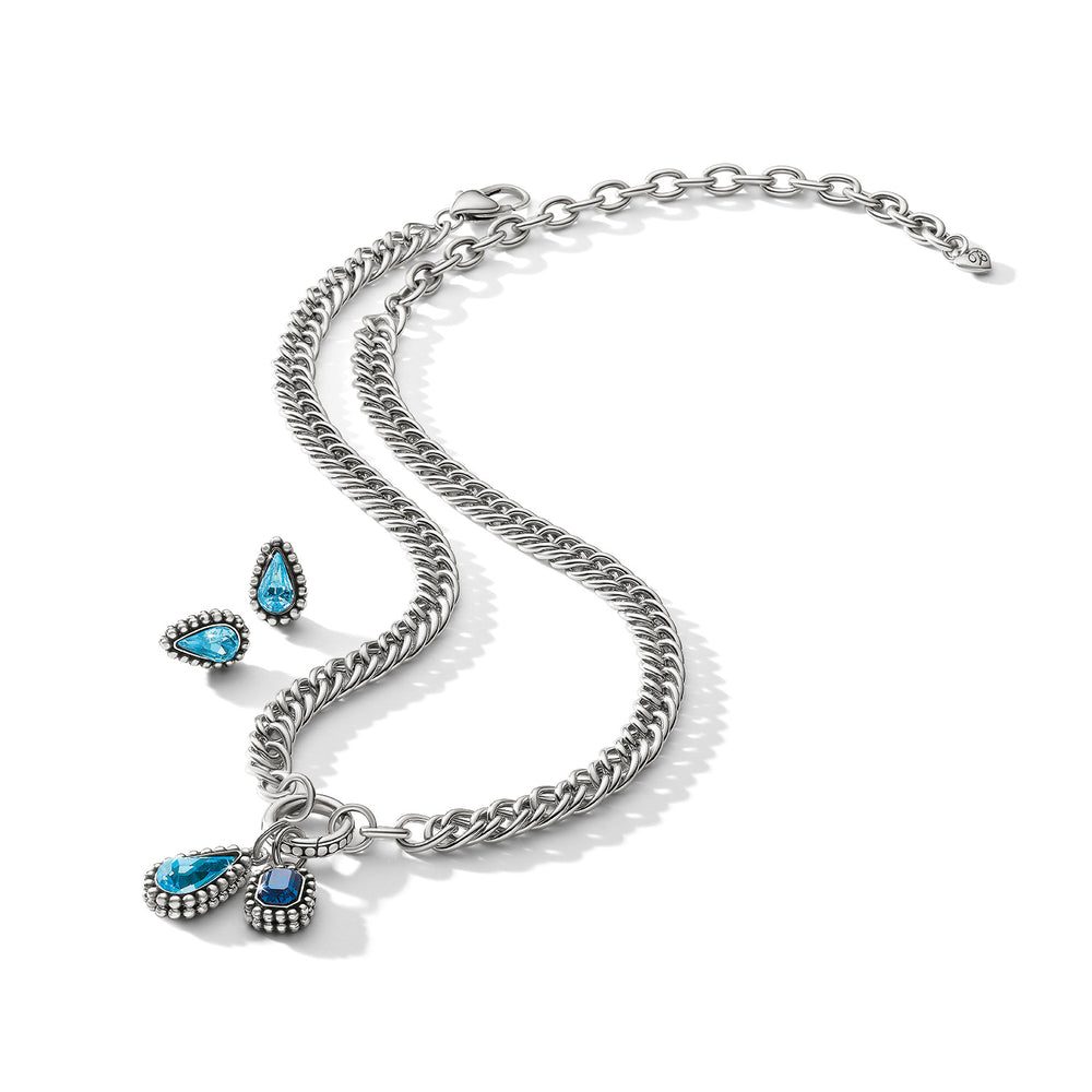 Brighton Silver-Blue Twinkle Luxe Teardrop Post Earrings-01-Jewelry-Brighton-Market Street Nest, Fashionable Clothing, Shoes and Home Décor Located in Mabank, TX