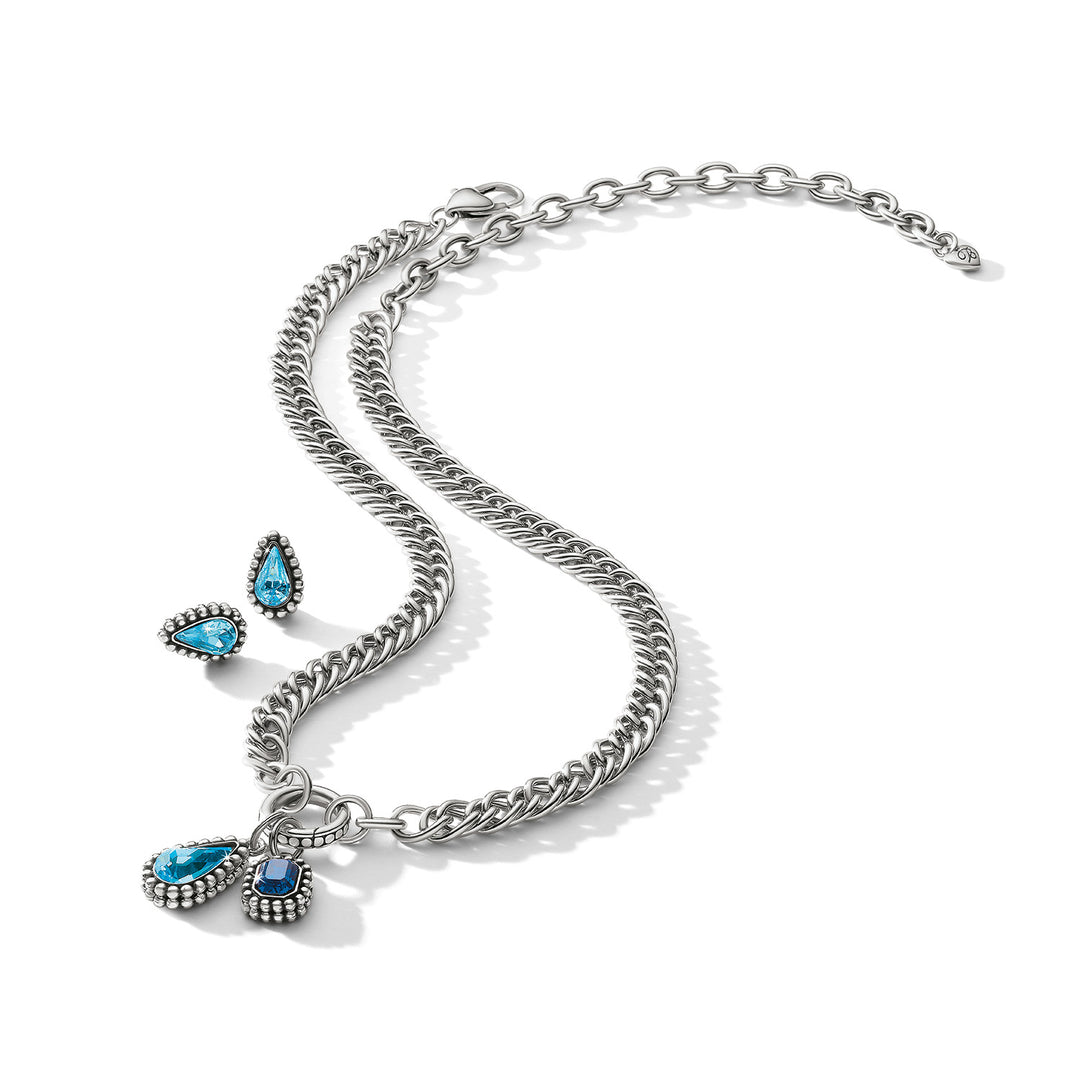 Brighton Silver-Blue Twinkle Luxe Teardrop Post Earrings-01-Jewelry-Brighton-Market Street Nest, Fashionable Clothing, Shoes and Home Décor Located in Mabank, TX