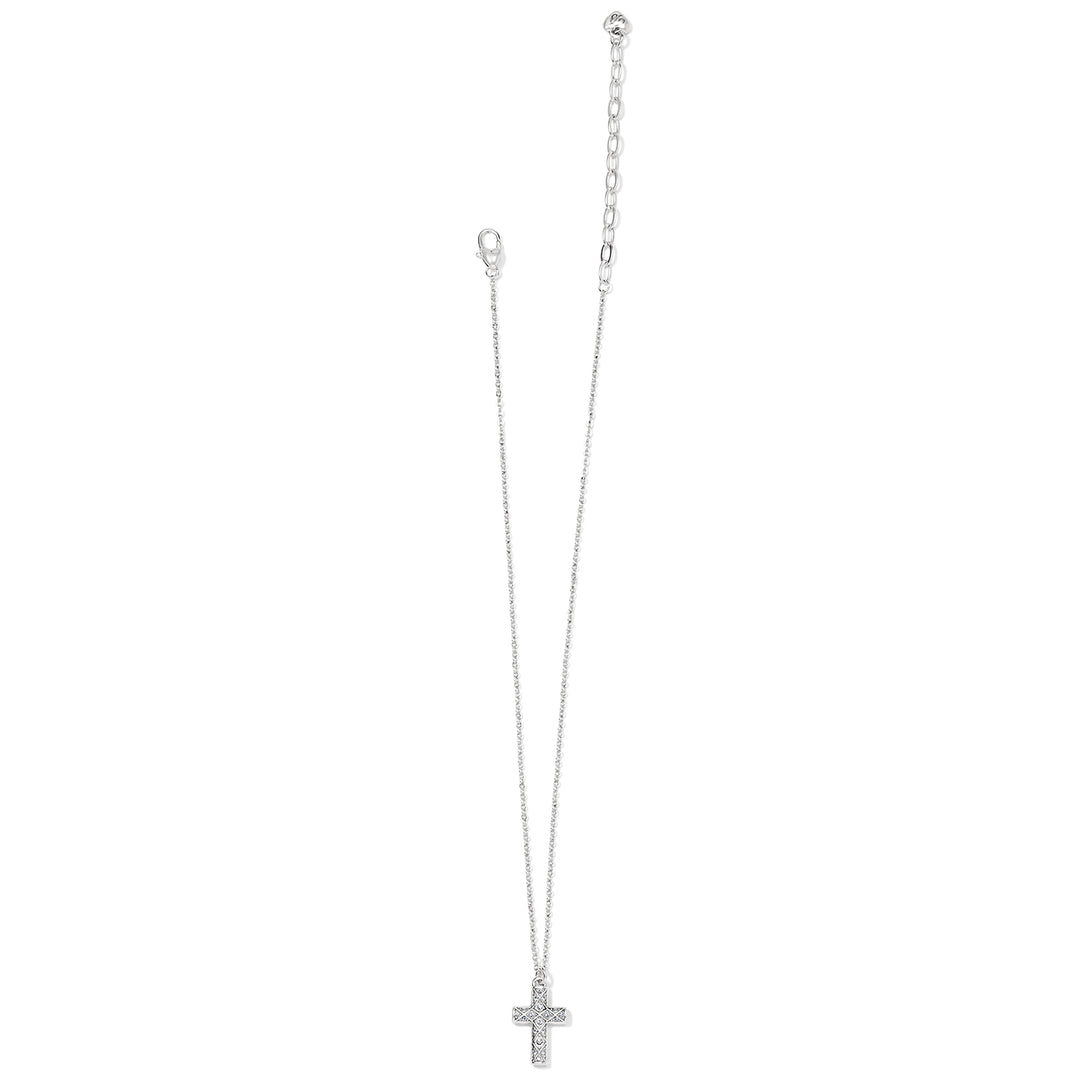 Brighton Silver Diamond Cross Necklace-01-Jewelry-Brighton-Market Street Nest, Fashionable Clothing, Shoes and Home Décor Located in Mabank, TX