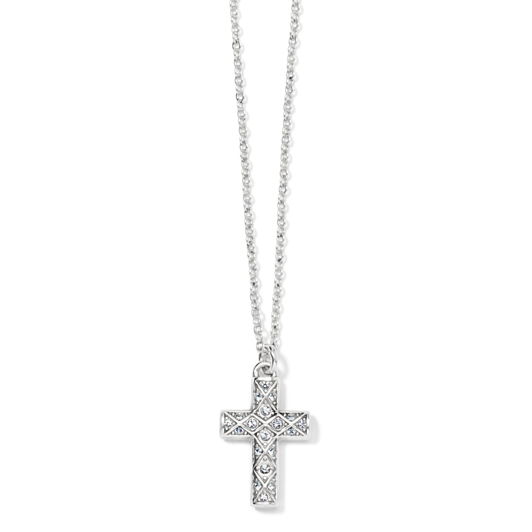 Brighton Silver Diamond Cross Necklace-01-Jewelry-Brighton-Market Street Nest, Fashionable Clothing, Shoes and Home Décor Located in Mabank, TX