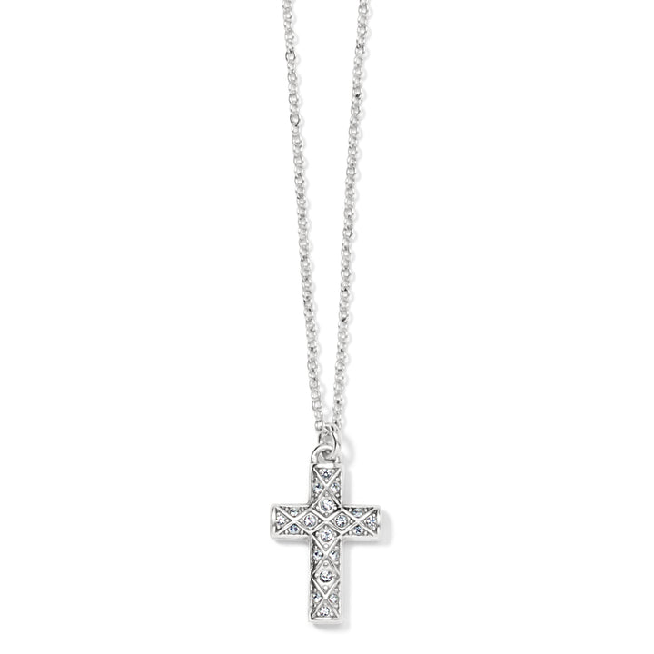 Brighton Silver Diamond Cross Necklace-01-Jewelry-Brighton-Market Street Nest, Fashionable Clothing, Shoes and Home Décor Located in Mabank, TX