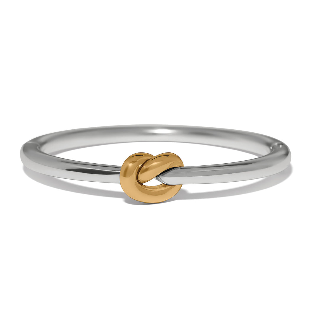 Brighton Silver-Gold Interlok Single Knot Hinged Bangle-01-Jewelry-Brighton-Market Street Nest, Fashionable Clothing, Shoes and Home Décor Located in Mabank, TX