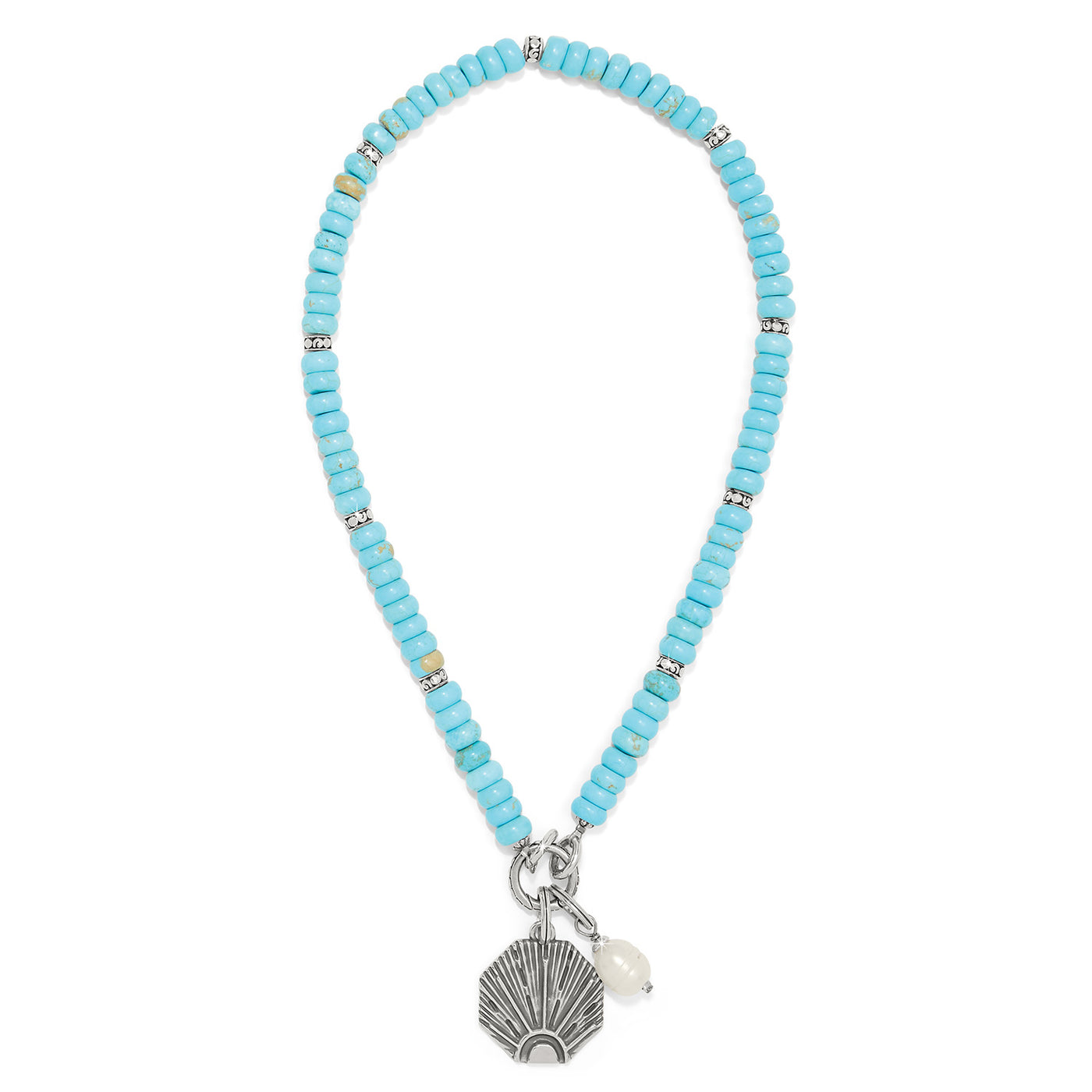 Brighton Token Charm Turquoise Necklace-Necklaces-Brighton-Market Street Nest, Fashionable Clothing, Shoes and Home Décor Located in Mabank, TX