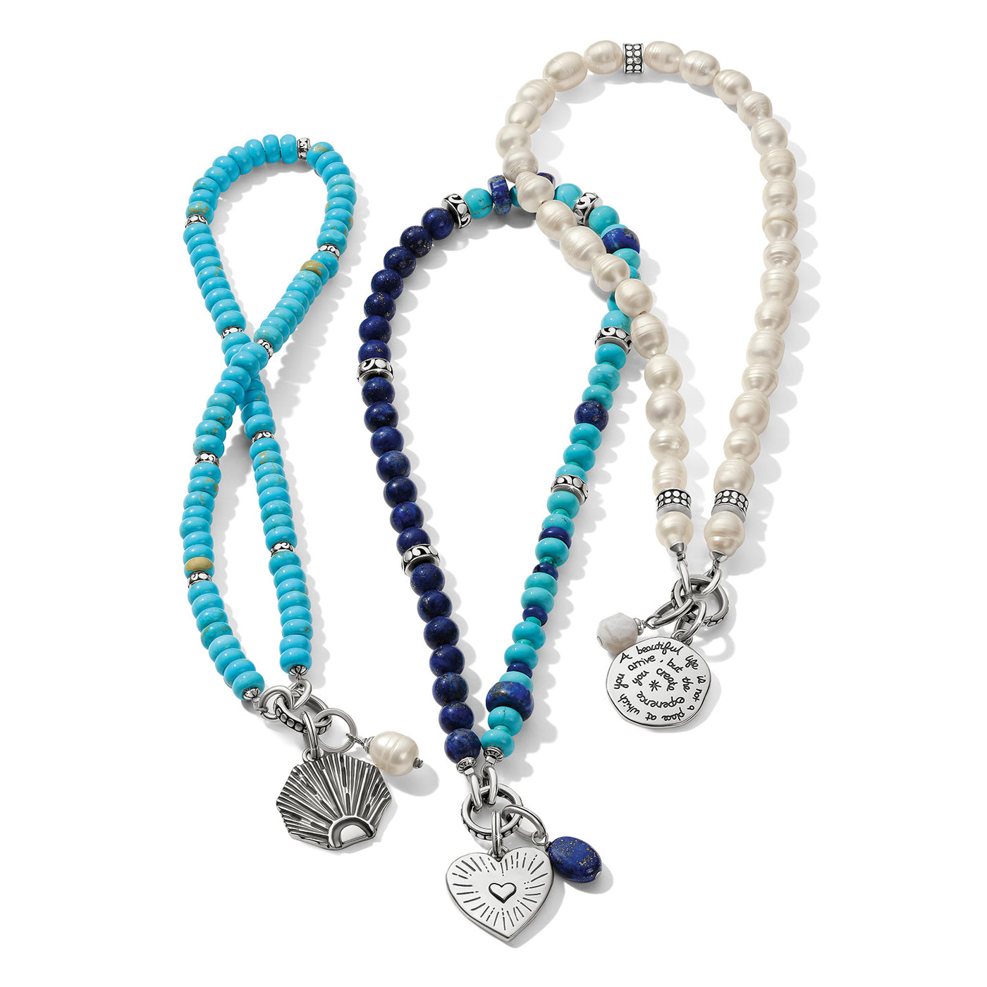 Brighton Token Charm Turquoise Necklace-Necklaces-Brighton-Market Street Nest, Fashionable Clothing, Shoes and Home Décor Located in Mabank, TX