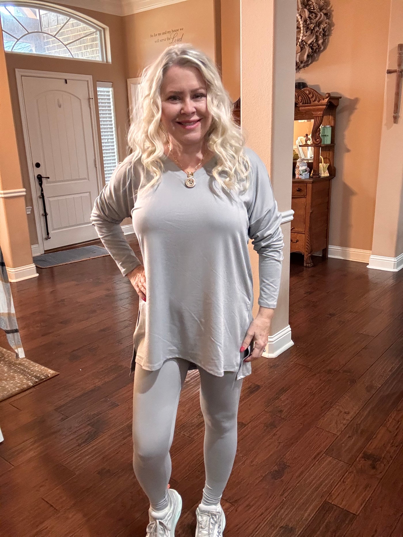 Brushed Microfiber Loungewear Set - Lt Grey-Loungewear-Zenana-Market Street Nest, Fashionable Clothing, Shoes and Home Décor Located in Mabank, TX