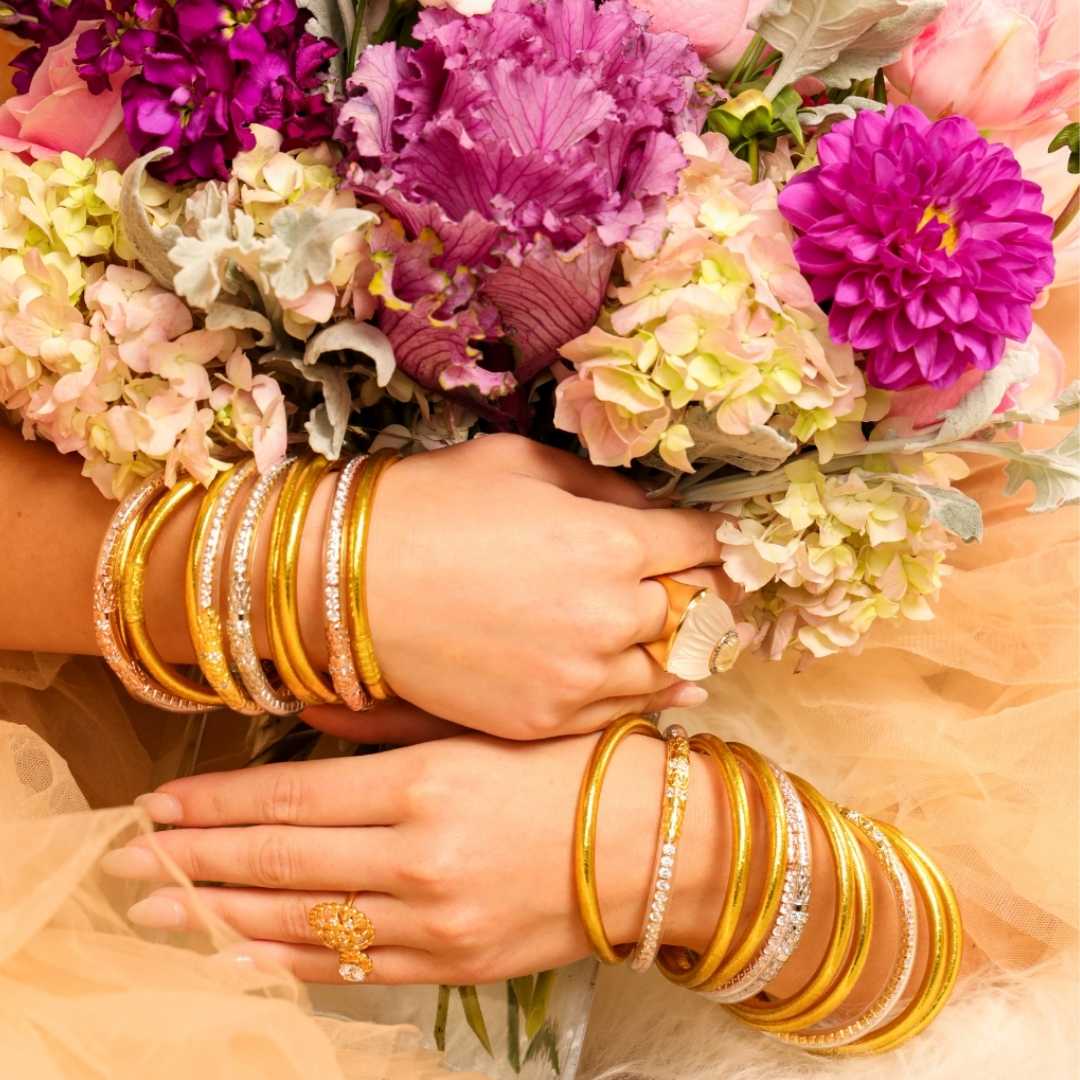 BuDhaGirl Three Queens All Weather Bangles - Clear Crystal (set of 3)-Jewelry-Budhagirl-Market Street Nest, Fashionable Clothing, Shoes and Home Décor Located in Mabank, TX