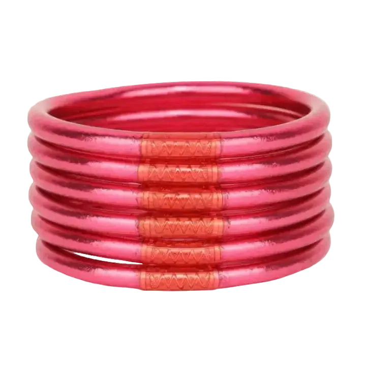 BuDhaGirl Pink All Weather Bangles (set of 6) - Serenity Prayer-01-Jewelry-Budhagirl-Market Street Nest, Fashionable Clothing, Shoes and Home Décor Located in Mabank, TX