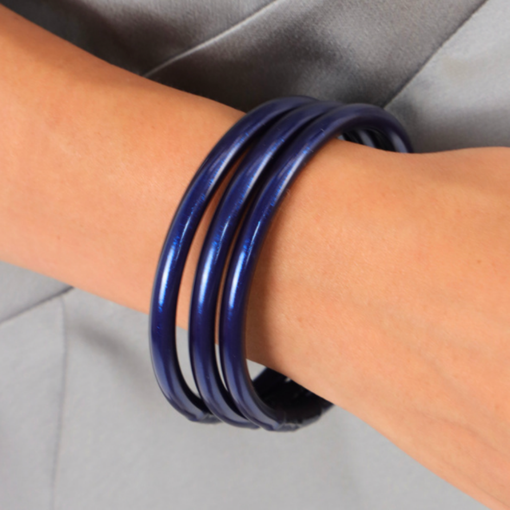 Budhagirl Midnight All Weather Bangles (AWB) - Set of 3 Navy-01-Jewelry-Budhagirl-Market Street Nest, Fashionable Clothing, Shoes and Home Décor Located in Mabank, TX