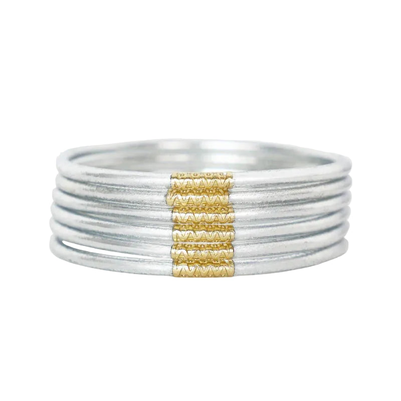 Budhagirl Silver Lumine All Weather Bangles (Set of 6)-01-Jewelry-Budhagirl-Market Street Nest, Fashionable Clothing, Shoes and Home Décor Located in Mabank, TX