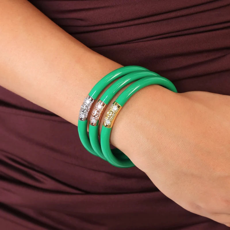 Budhagirl Three Kings All Weather Bangles (AWB) - Kelly Green-01-Jewelry-Budhagirl-Market Street Nest, Fashionable Clothing, Shoes and Home Décor Located in Mabank, TX