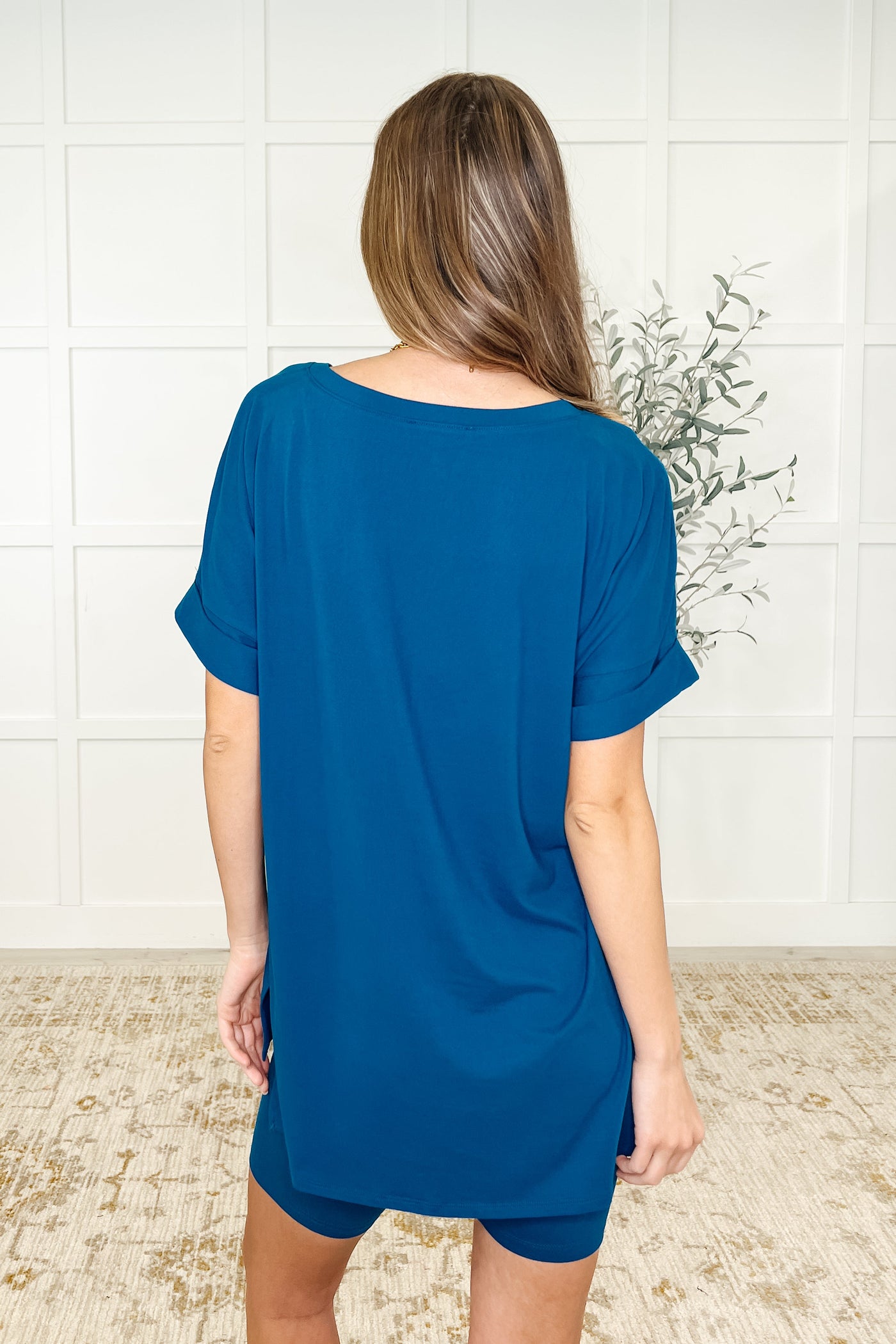 Buttery Soft V-Neck Bike Short Set in Lt Navy-Womens-Ave Shops-Market Street Nest, Fashionable Clothing, Shoes and Home Décor Located in Mabank, TX