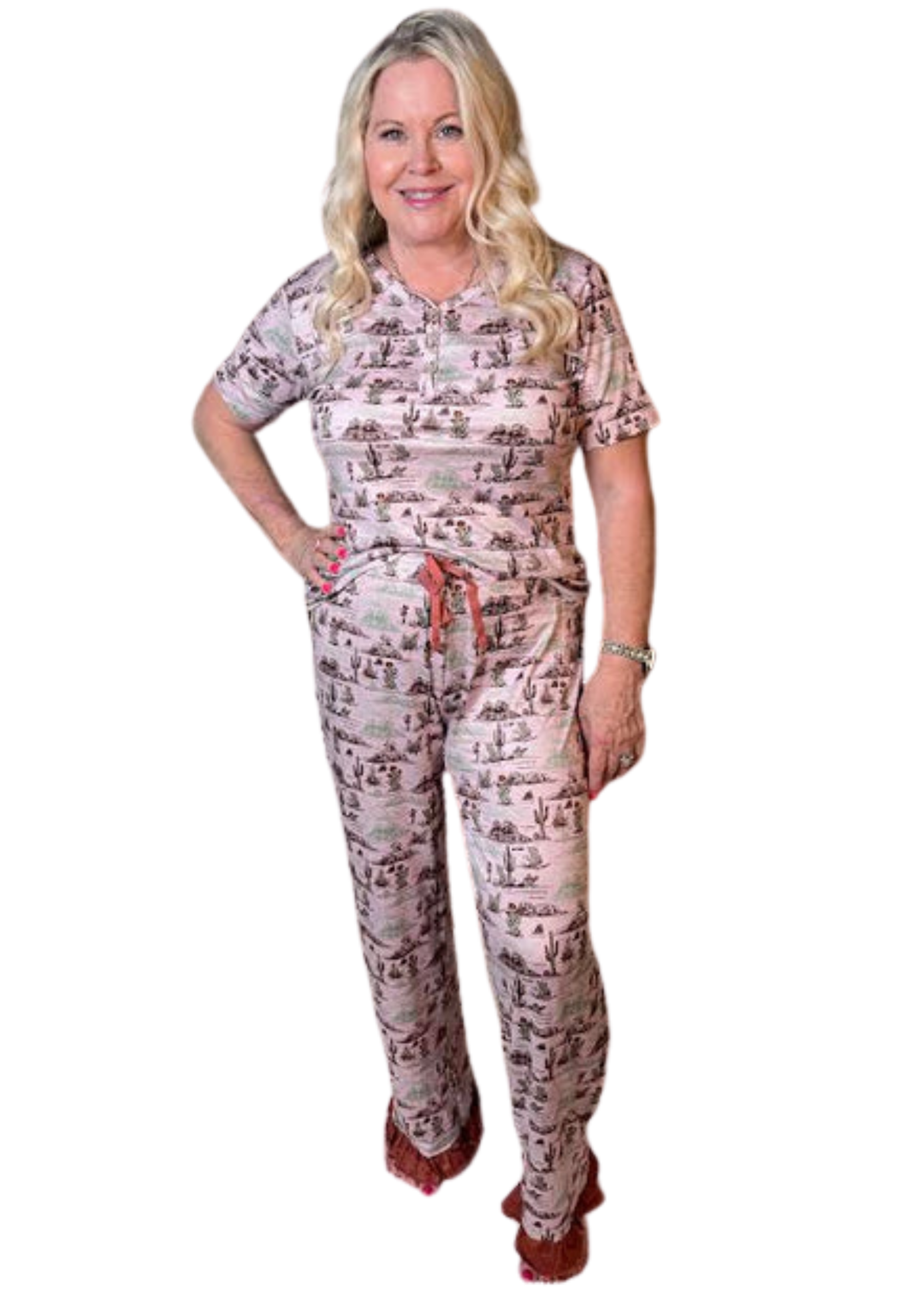 Cactus Print Pajama Set-11-Leisure, Lounge, Sport-Simply Southern-Market Street Nest, Fashionable Clothing, Shoes and Home Décor Located in Mabank, TX