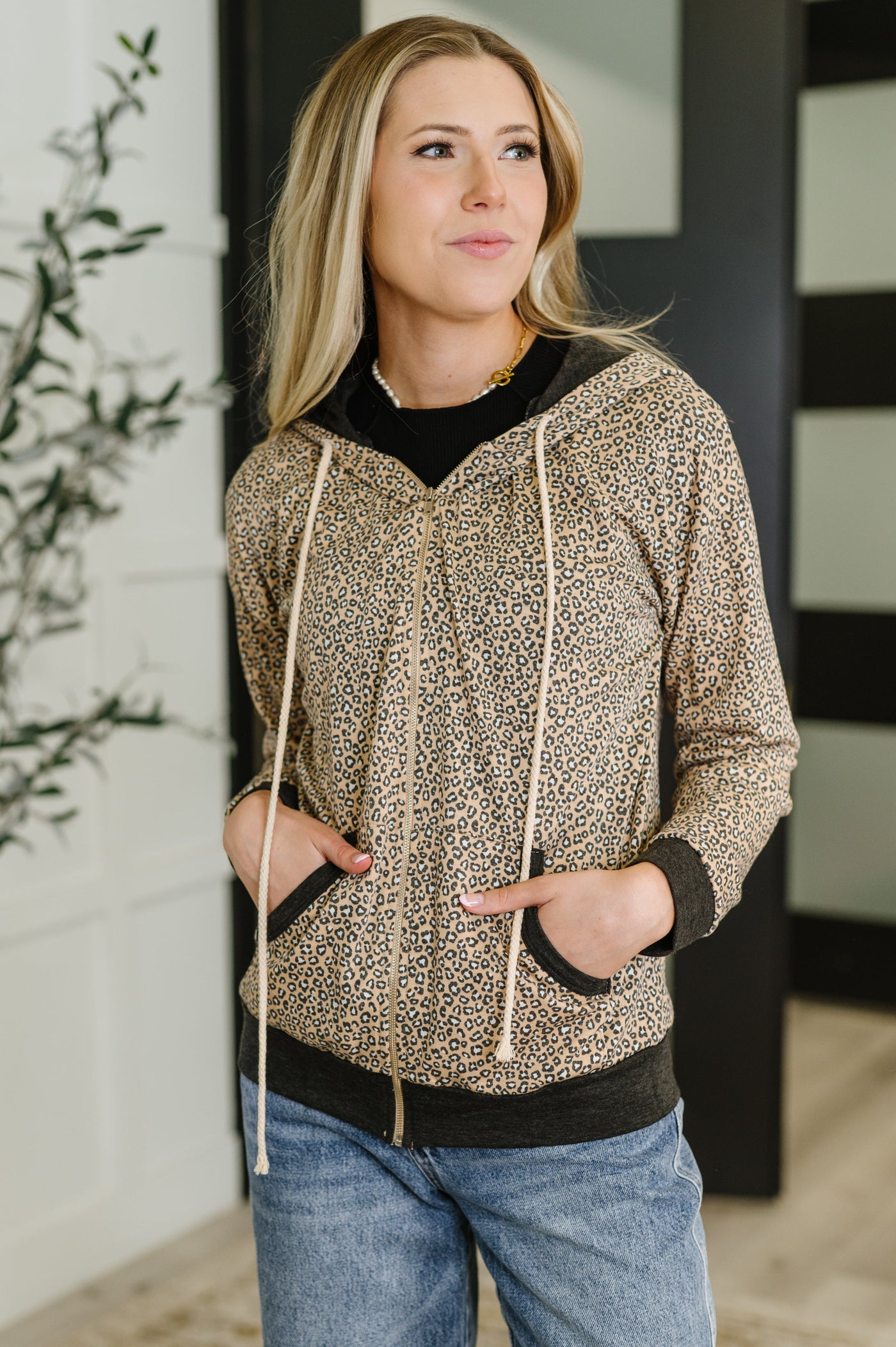 Call of the Wild Contrast Trim Zip Up-Womens-Ave Shops-Market Street Nest, Fashionable Clothing, Shoes and Home Décor Located in Mabank, TX
