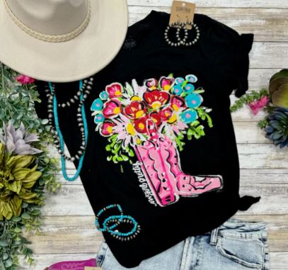 Callie Ann Stelter Cowgirl Pretty Tee-Tops-Texas True Threads-Market Street Nest, Fashionable Clothing, Shoes and Home Décor Located in Mabank, TX