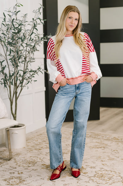 Candy Stripes & Chill Sweatshirt-Womens-Ave Shops-Market Street Nest, Fashionable Clothing, Shoes and Home Décor Located in Mabank, TX