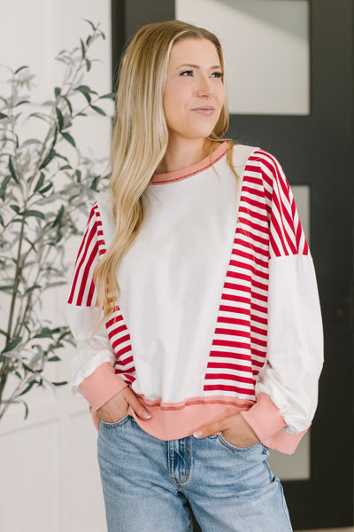 Candy Stripes & Chill Sweatshirt-Womens-Ave Shops-Market Street Nest, Fashionable Clothing, Shoes and Home Décor Located in Mabank, TX