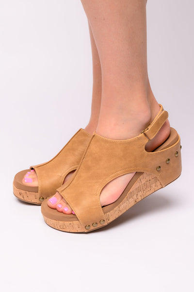 Carley Wedge Sandals in Caramel Smooth-Womens-Ave Shops-Market Street Nest, Fashionable Clothing, Shoes and Home Décor Located in Mabank, TX