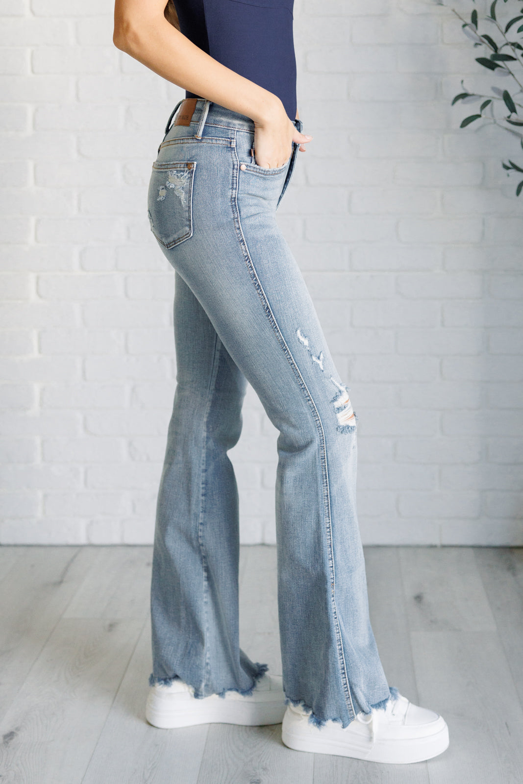 Caroline Mid Rise Control Top Distressed Flare Jeans-Womens-Ave Shops-Market Street Nest, Fashionable Clothing, Shoes and Home Décor Located in Mabank, TX