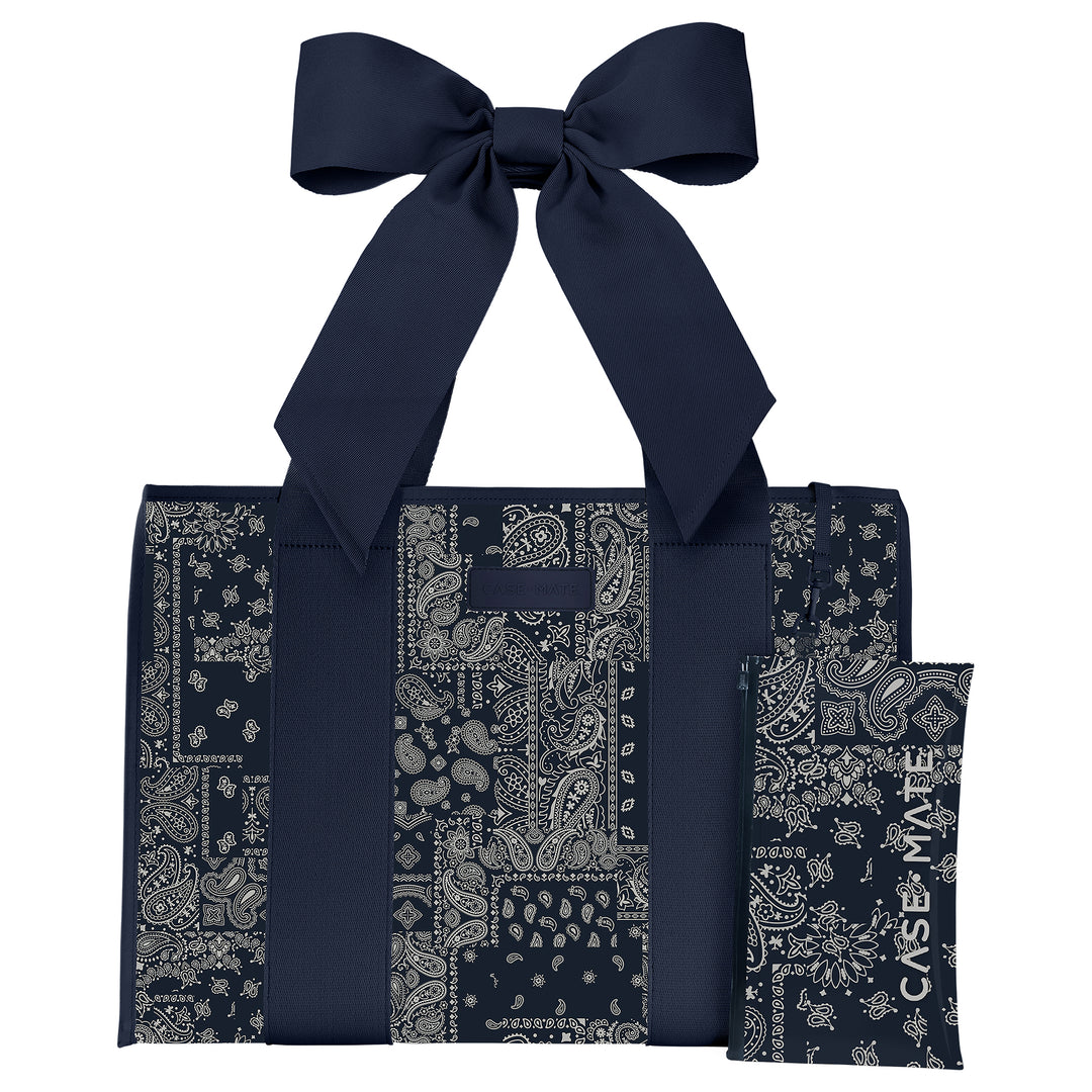 Case-Mate Jelly Tote w/ Phone Pouch - Navy Bandana Bow-07-Handbags-Case-Mate-Market Street Nest, Fashionable Clothing, Shoes and Home Décor Located in Mabank, TX
