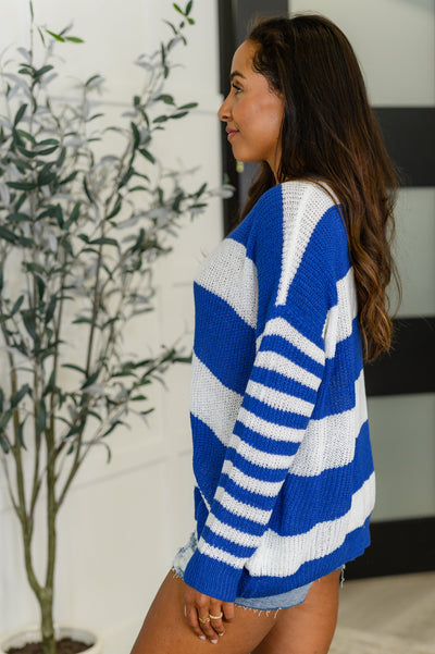 Casual Chaos Drop Shoulder Sweater in Royal Blue-Womens-Ave Shops-Market Street Nest, Fashionable Clothing, Shoes and Home Décor Located in Mabank, TX