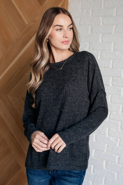 Casual Tuesday Ribbed Knit Sweater in Black-Tops-Ave Shops-Market Street Nest, Fashionable Clothing, Shoes and Home Décor Located in Mabank, TX