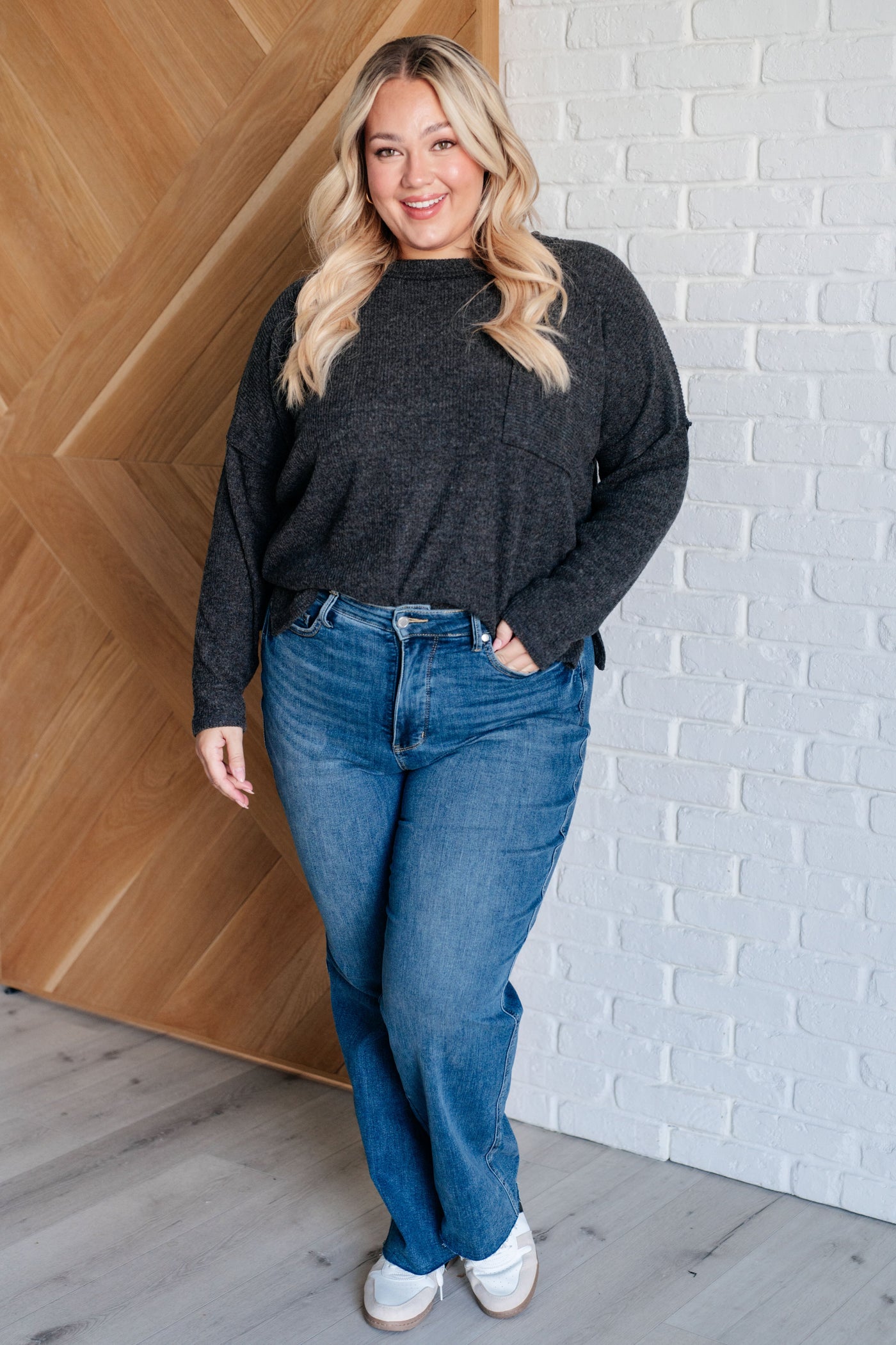 Casual Tuesday Ribbed Knit Sweater in Black-Tops-Ave Shops-Market Street Nest, Fashionable Clothing, Shoes and Home Décor Located in Mabank, TX