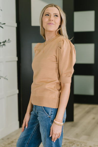 Casually Classy Puff Sleeve Blouse in Brush-Womens-Ave Shops-Market Street Nest, Fashionable Clothing, Shoes and Home Décor Located in Mabank, TX