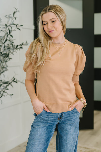 Casually Classy Puff Sleeve Blouse in Brush-Womens-Ave Shops-Market Street Nest, Fashionable Clothing, Shoes and Home Décor Located in Mabank, TX