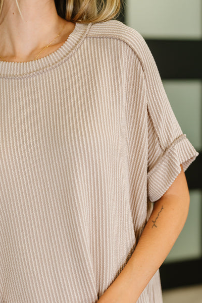 Catch Me Loungin’ Cable Ribbed Knit Top in Ash Mocha-Womens-Ave Shops-Market Street Nest, Fashionable Clothing, Shoes and Home Décor Located in Mabank, TX